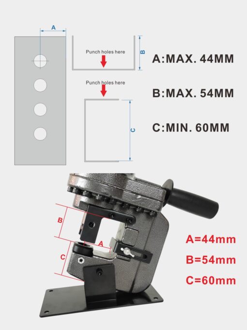 AMZCNC 110V 1200W Electric Hydraulic Hole Puncher Φ1/4"-4/5" Punching Machine Metal Hole Punch with Carbon Brush 5 Dies for Iron Copper Aluminum Plate Angle Steel - Image 3