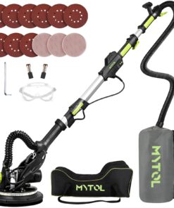 MYTOL Drywall Sander, 7.2A Electric Drywall Sander with Vacuum Dust Collection, LED Light, 6 Variable Speed Digital Display 900-1800RPM, Foldable & Extendable Handle, 9 Sanding Discs&3 Grid Sandpaper
