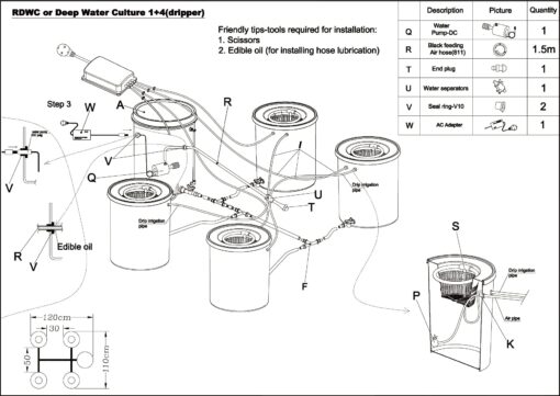 RDWC Top Feed Drip Hydroponics Systems, Recirculating Deep Water Culture Hydroponic Bucket System, 5 Gallon Hydroponics Growing System Kit with Water Pump, Air Pump(4 Bucket + Reservoir + Drip Kit) - Image 5