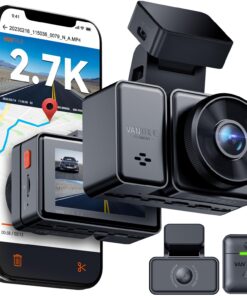 Vantrue E2 Dash Cam Front and Rear, 2.7K Upgrade Rear Cam, Dual STARVIS, 2.7K + 2.7K Dash Camera for Cars, Voice Control, WiFi, GPS, Night Vision, 24H Parking Mode, G-Sensor, 2.45" IPS, Support 512GB