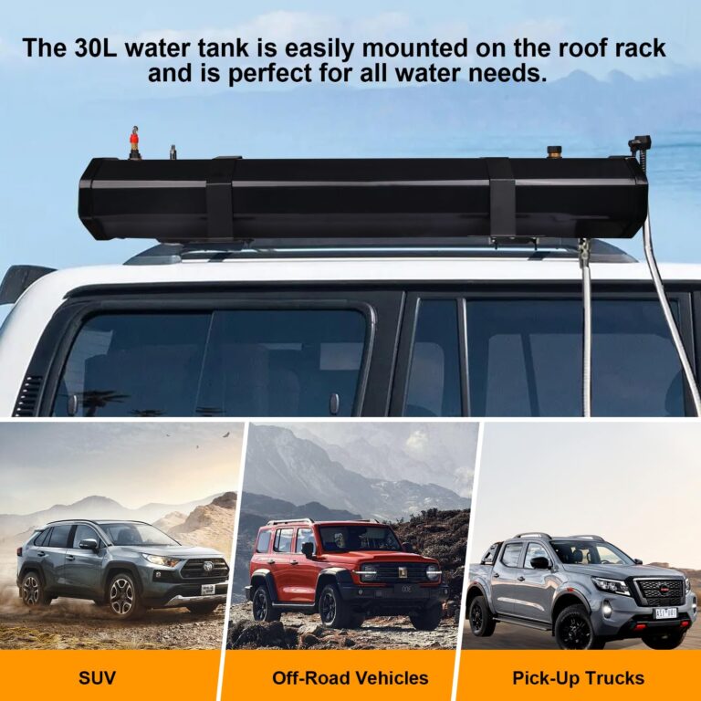 Pressurized Water Tank,Roof Rack Shower Solar Car Shower,7.9 Gal/30L,Roof Rack Water Tank Off-Road Vehicles,Pick-Up Trucks,SUV,Mounts to Roof Racks - Image 3