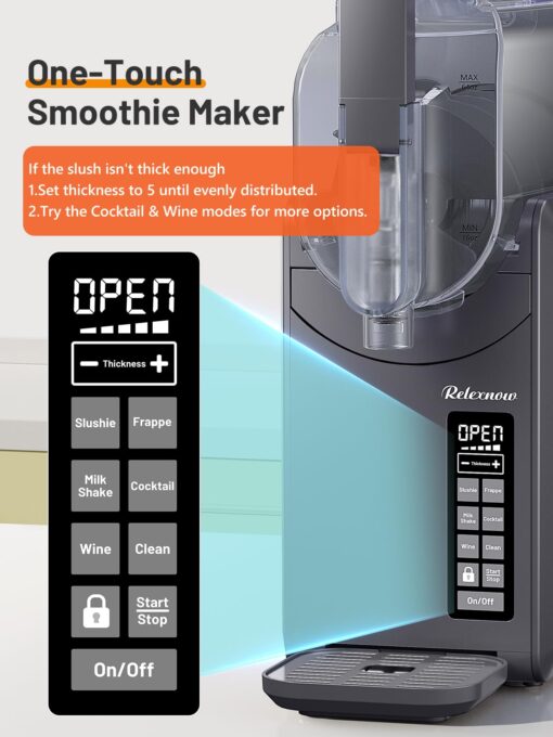 RELEXNOW Slushie Machine Frozen Drink Maker for Home with Self-Cleaning,No Ice Needed,DIY Slushy Maker for Slushie,Frappe,Milk Shake,Cocktail, Wine - Image 9