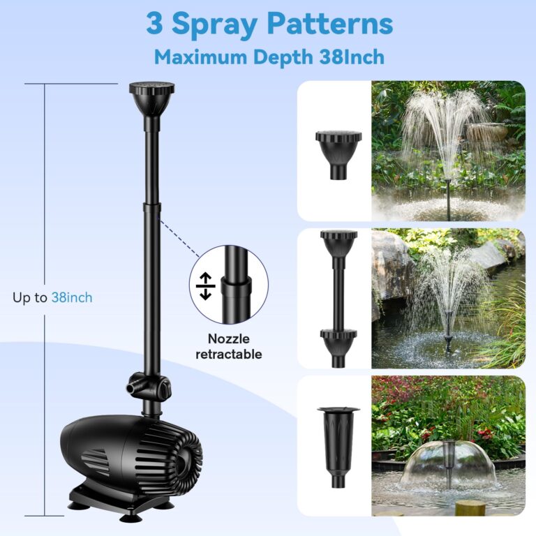 POPOSOAP 55W Solar Fountain Pump for Outdoor Pond, 480GPH Solar Pond Pump with Dry-Run Protection, Solar Powered Water Pump with PVC Tubing, 17Ft Cord for Ponds, Garden, Waterfall, Hydroponics - Image 7