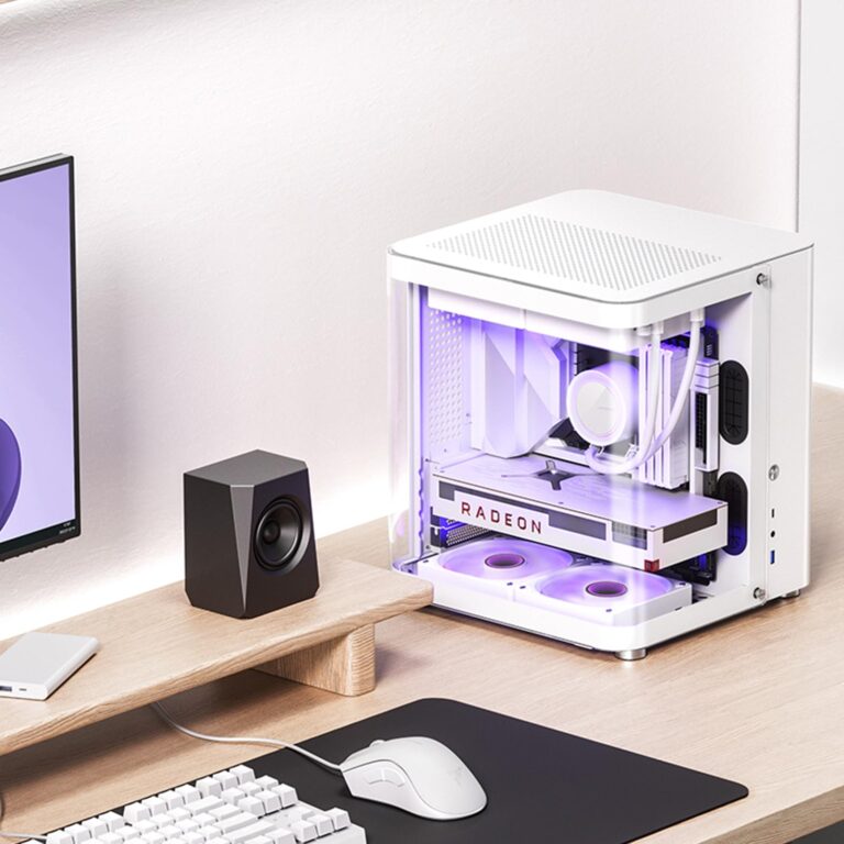 JONSBO TK-1 White Micro ATX Mini Tower Computer CASE, Hyperboloid Glass Design, Separated Cabinet Structure, Al Alloy Shell Matx Desktop PC Case, Support ATX Power supply/240 AIO, White - Image 7
