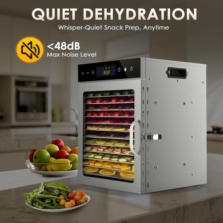 HOPERAN Food Dehydrator, 12 Stainless Steel Trays Dehydrators for Food and Jerky, Herbs, Fruit, Dehydrator Machine with Digital Timer and Temperature Control, Overheat Protection, Recipe Book Included - Image 5