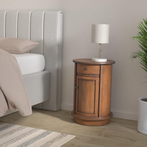 Decor Therapy Keaton Round Storage Side Table, Honeynut - Image 6