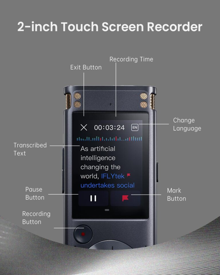 iFLYTEK Offline Voice Recorder with Playback, Secure Digital Recorder with AI Transcription, 5-Language Voice-to-Text, Noise Reduction, AI Voice Recorder for Meetings, Interviews, Learning - Image 4