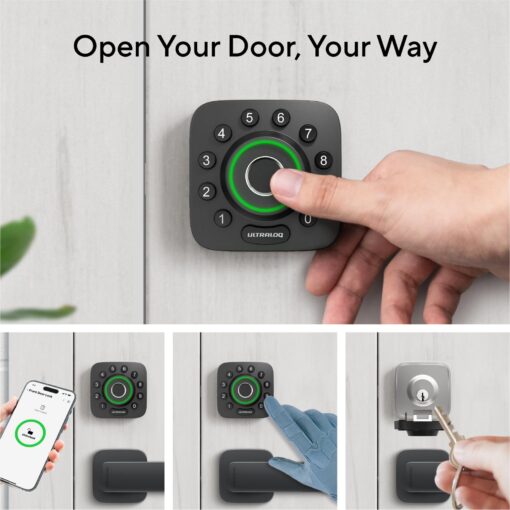 ULTRALOQ U-Bolt Pro Smart Lock with WiFi Bridge, 7-in-1 Fingerprint Keyless Entry Door Lock, App Remote Control, Backlit Keypad, Auto Unlock, Front Door Smart Deadbolt, IP65 Waterproof, 1Year Battery - Image 2