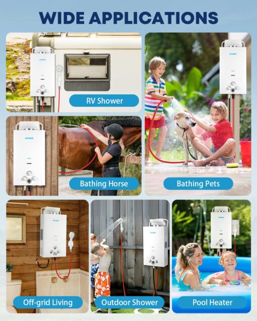 Kohree Tankless Water Heater Propane, 10L 2.64 GPM Portable Tankless Water Heater with Handle, On Demand Instant Hot Water Heater with Overheating Protection, for RV Camping, Pool, Barn & Cabin, White - Image 2