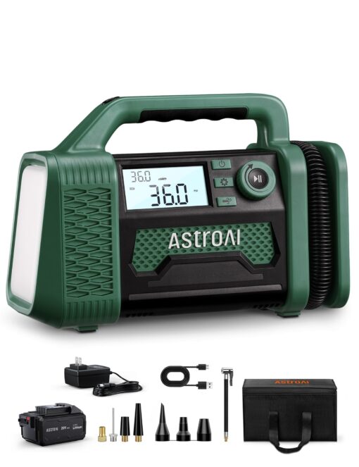 AstroAI TC3 Air Compressor Portable Tire Inflator Offroad Air Compressor for Truck 150PSI with Digital Display Air Pump for Car Heavy Duty for 4x4 Vehicle, RV, SUV, Car Accessories Green