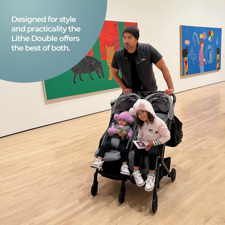 Mompush Lithe Double Ultralight Stroller, Lightweight Side by Side Stroller, Two Large Seats with Individual Recline, Easy Fold Grey - Image 5