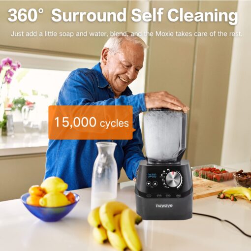 NuWave Moxie Commercial Blender, Vacuum Smoothie Blender with 2.5HP Motor, Professional Grade, Self-Cleaning - 6 presets & 10 Speed Settings for Shakes, Smoothies, Nut Butters, Crushed Ice,Black, Grey - Image 4
