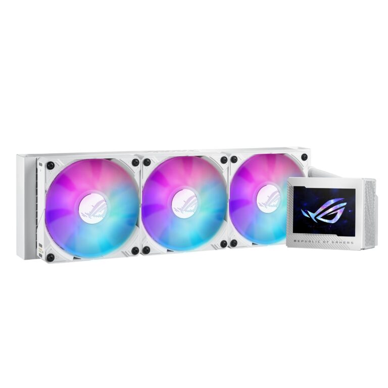 ASUS ROG Ryujin III 360 ARGB WHT All-in-one Liquid CPU Cooler with 360mm Radiator. Asetek 8th gen Pump, 3X Magnetic 120mm ARGB Fans (Daisy Chain Design), 3.5” LCD Display. , WHITE - Image 7