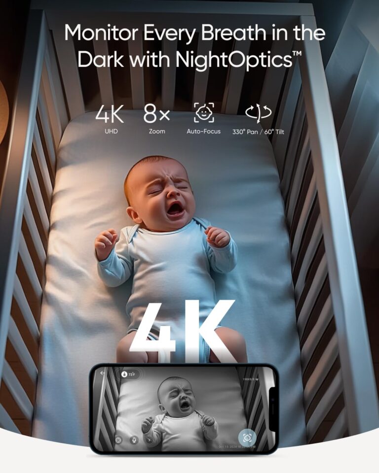 eufy Security Baby Monitor E21 with 4K UHD Camera, 5'' 720p Display, 8X Zoom, Hybrid Wi-Fi and No Wi-Fi Connection, 24/7 Recording in app, Pan-Tilt, Portable Camera with Built-in Battery, ANR - Image 5