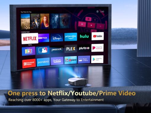 GooDee Smart 4K Projector with 5G WIFI and Bluetooth, Netflix/Amazn Prime Video Certified, Dolby Audio, 800ANSI Outdoor Projector, 400" Zoom Home Theater Projector Compatible with TV Stick,iOS,Android - Image 6