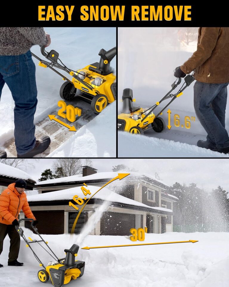 Houselife Cordless Snow Blower Compatible with Dewalt 20V Max Battery, 2 x 20V Snow Thrower with Brushless, 20" Electric Snow Blowers with 2 LED Lights (Tool Only, 2 * 4.0Ah Batteries Required) - Image 6
