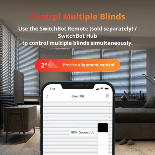 SwitchBot Smart Electric Motorized Blinds Kit - 3Pack with 2.4G WiFi Remote Control, Solar Powered, Compatible with Alexa, Google Home and Siri, Light Sensing Control, Unlimited Group Control - Image 6