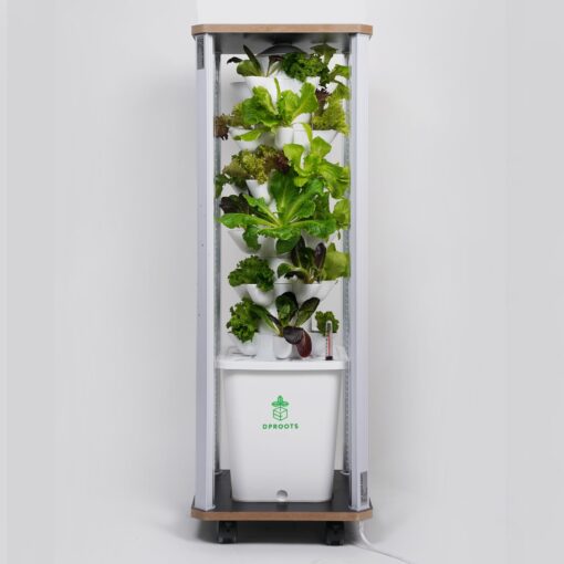 DPROOTS Hydroponic Tower Growing System Kits，30 Pods Vertical Indoor Garden，360° Full-Spectrum Lighs, Automatic Water Circulation System，Suitable for Leafy Greens and Herbs