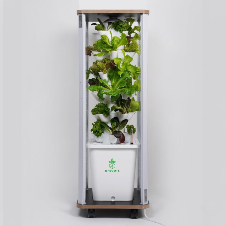 DPROOTS Hydroponic Tower Growing System Kits，30 Pods Vertical Indoor Garden，360° Full-Spectrum Lighs, Automatic Water Circulation System，Suitable for Leafy Greens and Herbs
