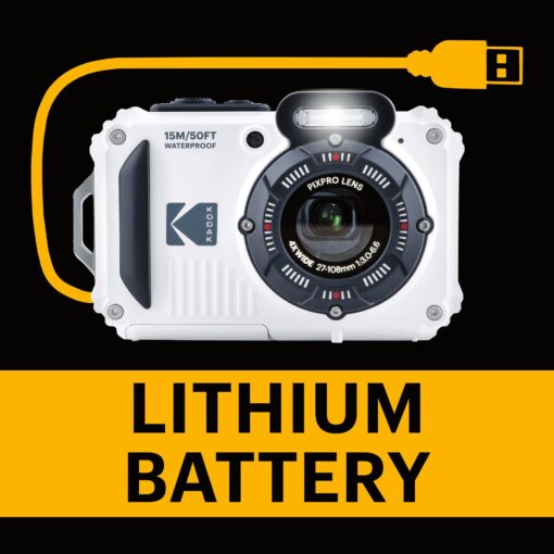 Kodak Pixpro WPZ2 - Compact Digital Camera 16M Pixels, Waterproof to 15m, Shockproof, Video 720p, LCD Screen 2.7 - Li-ion Battery, White - Image 5