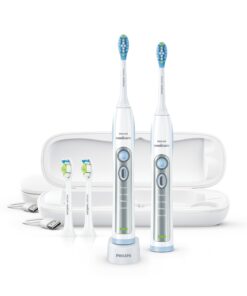 Philips Sonicare FlexCare Whitening Edition Rechargeable Toothbrush Premium 2-Pack Bundle HX6964/77 (2 FlexCare Handles, 2 DiamondClean & 2 Plaque Control Brush Heads, 2 USB Charging Travel Cases)