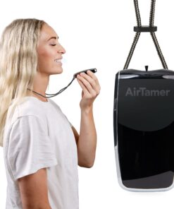 AirTamer A320 Rechargeable Personal Air Purifier, Proven Performance, Virus and Pollutant Tested*, Black with Leather Travel Case