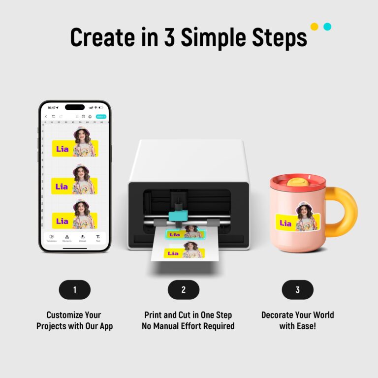 Liene PixCut S1 Photo Sticker Printer Creator Pack - All-in-One Sticker Maker Machine for DIY Crafts, Custom Labels & Gifts, Thermal Dye-Sublimation, 300 DPI Prints, Precise AI Auto-Cutting - Image 7