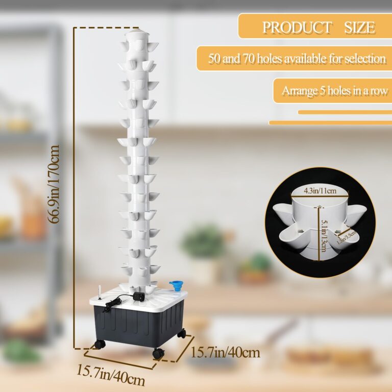 JPWDDWYT Hydroponics Tower Indoor Growing System Vertical Garden Planter Indoor Smart Garden Kit with Pump and Movable Water Tank Vegetable Plant Gift for Gardening Lover (70-Plants) - Image 3