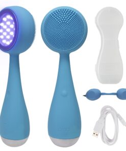 PMD Beauty Facial Cleansing Brush - Smart Silicone Brush with Blue Light Treatment - SonicGlow Vibration - Waterproof Device for Acne