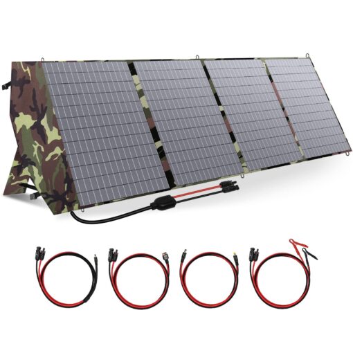 CROS Portable Solar Panel 200W 18V Foldable Solar Charger Kit Solar Generator for Phones RV Laptops Van Camping Off-Grid Outdoor Emergency Power Outage