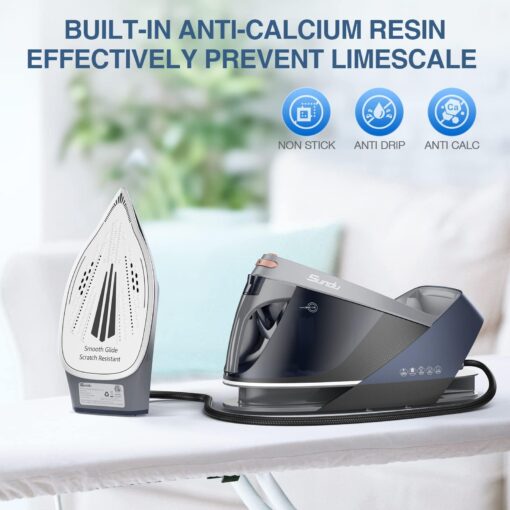 Sundu Pro Steam Station with Ceramic Soleplate, 1800W Steam Station Iron for Clothes with 1.5L Removable Water Tank, Iron Lock for Easy Carry, Auto ShutOff, Self Cleaning, Clothing Steam Iron for Home - Image 4