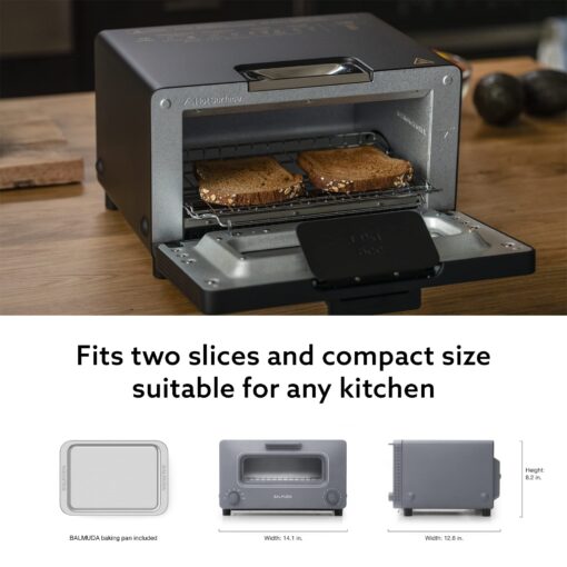 BALMUDA The Toaster | Steam Oven Toaster | 5 Cooking Modes: Sandwich Bread, Artisan Bread, Pizza & Pastry, Oven | Precise Heat Control | Steam Technology | Baking Pan | US Version | Gray - Image 2