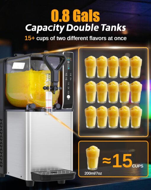 Slushie Machine, No Ice Needed, 0.8 Gallons Slushy Machine for Home with Food-Grade PC Tank for Slushy Daiquiri Lemon Lime Slush, Margarita Machine for Birthday Party Kitchen - Image 7