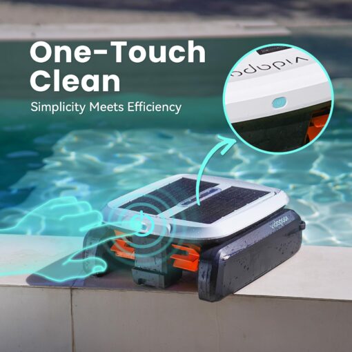 Vidapool Solar Powered Automatic Robotic Pool Skimmer Cleaner,Solar Pool Surface Cleaner Dual Mode with Obstacle Avoidance Daytime ＆ Overnight Continuous Cleaning Ideal for All Swimming Pool-White - Image 2