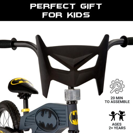 Batman 16 Inch Bike for Kids | Detachable Training Wheels for Safety and Balance | Pedal Powered Bicycle for Young Superheros Ages 4-8 | Perfect Boys & Girls Gift | Adjustable Seat - Image 5