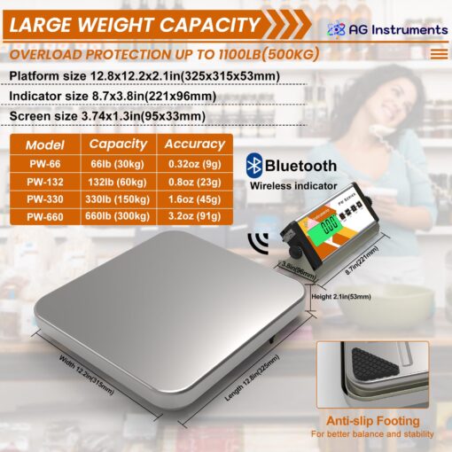 Electronic Parcel Scale, Wireless Connection, 330lb x 1.6oz, Heavy Duty Stainless Steel Platform, Shipping Scale Postal Scale for Packages, UPS USPS Postal Office FedEx DHL - Image 8