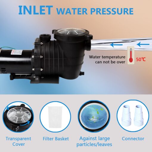 TOPWAY 2HP 110v Swimming Pool Pump 111GPM Filter Garden lnground and Above Ground Pools Water Pump - Image 3