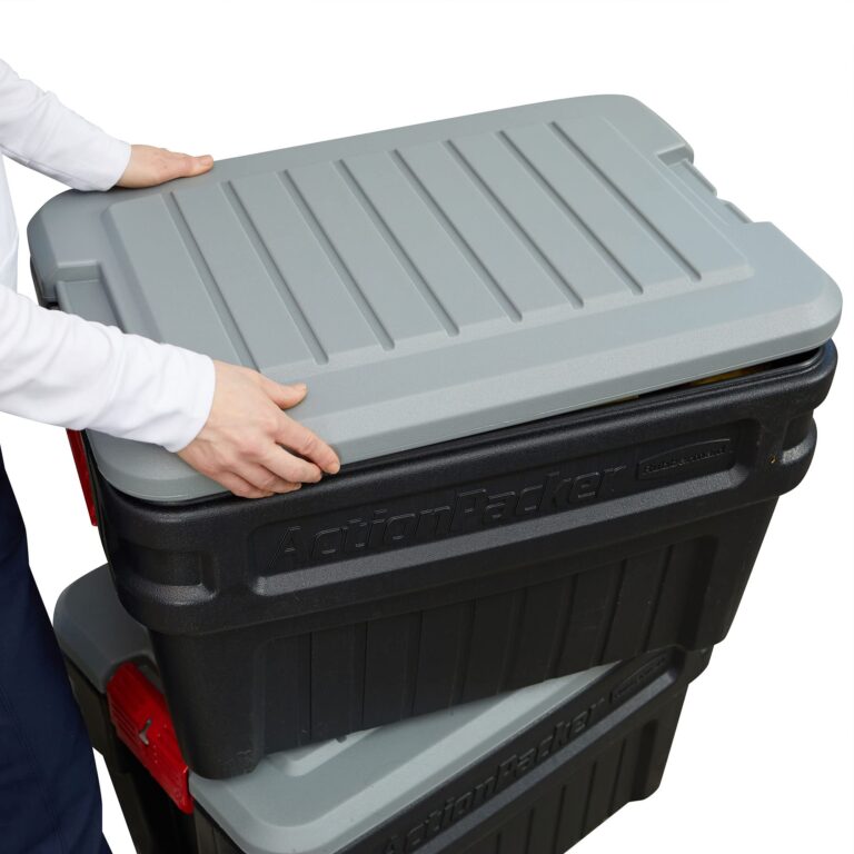 Rubbermaid ActionPacker️ 24 Gal Lockable Storage Box Pack of 2, Outdoor, Industrial, Rugged, Grey and Black - Image 2