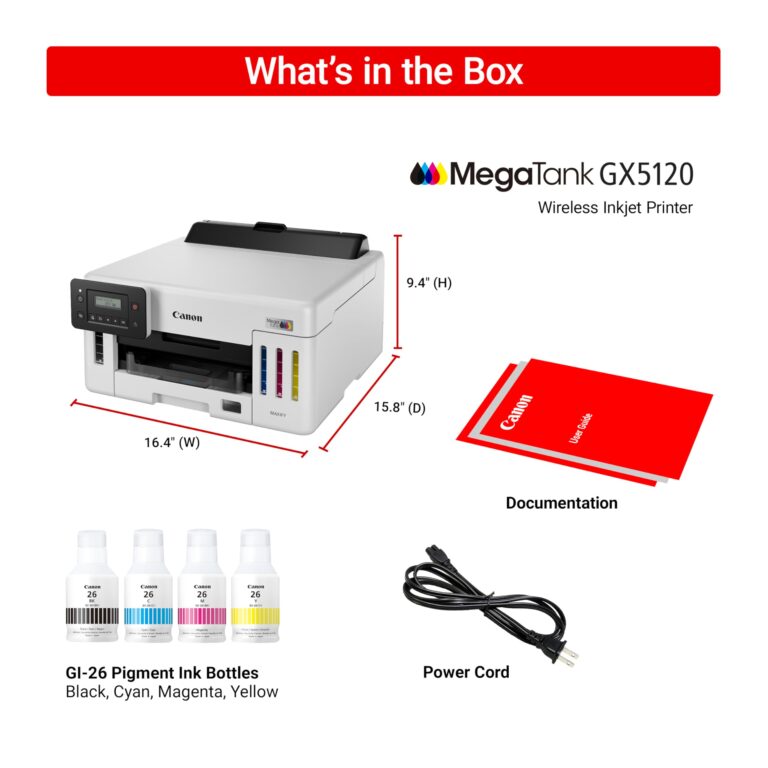 Canon MegaTank GX5120 Wireless Single Function Printer, Print Only for Small Office with Auto 2-Sided Printing, White - Image 2