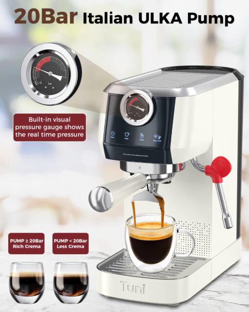 Tuni E2 58mm Espresso Machine 20Bar Espresso Maker, Dual Boiler Coffee Maker with 10mm Steam Milk Frother, Semi-automatic Coffee Machine with UKLA Pump for Espresso,Cappuccino, Gift for Coffee Lover - Image 5
