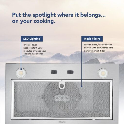 Broan-NuTone PM300SS Custom Power Pack Range Hood Insert with 2-Speed Exhaust Fan and Light, 300 Max Blower CFM, Stainless Steel, 21-Inch Built - Image 4