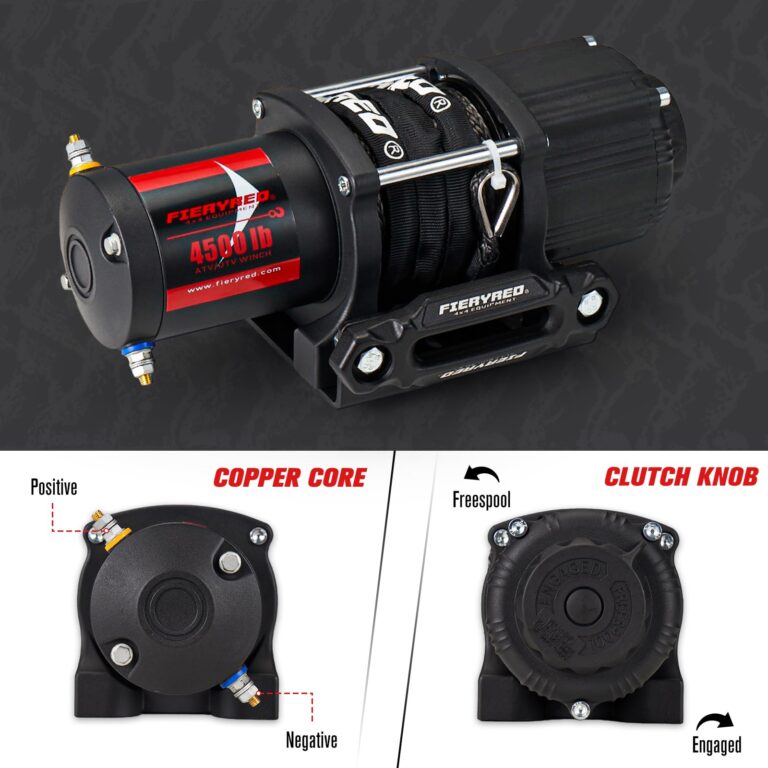 FieryRed ATV/UTV Winch- 12 V 4500LBS Electric Winch with Synthetic Rope, Wire and Wireless Remote Control, Aluminium Fairlead, Waterproof IP67 - Image 6