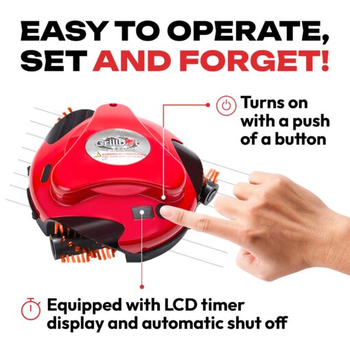 Grillbot Automatic Grill Cleaning Robot with Nylon Brushes, BBQ Grill Cleaner, Grill Brush, Grill Scraper, BBQ Accessories (Red Grillbot) - Image 6