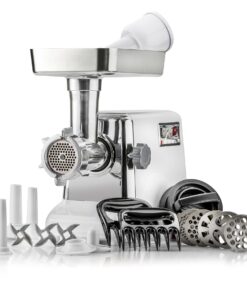 STX International Turboforce 3000 Series 5-in-1 Electric Meat Grinder | 3000W Max | 3-Speed | Size #12 | 5 Grinding Plates | 3 Stainless Steel Blades | Sausage Stuffer | Kubbe Maker & More Included