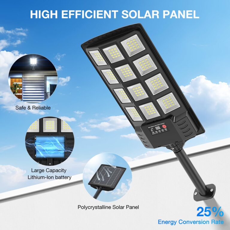 Heisolcool Solar Street Lights Outdoor Waterproof, 23000LM 320° Wide Angle Flood Light, LED Solar Parking Light with Motion Sensor and Remote Control, Suitable for Street, Parking lot-4PACK - Image 7