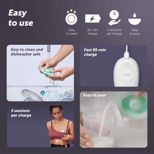 Elvie Stride Hospital-Grade, App-Controlled Breast Pump - Hands-Free, Wearable, Ultra-Quiet & Electric with 2-Modes, 10-Settings & 5oz Capacity per Cup - Image 5