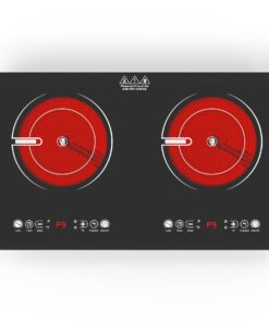 VBGK 2 Burner Electric Cooktop,110V 2400W Electric Stove Top with Touch Control,9 Heating Level,Timer & Kid Safety Lock,Built-in Radiant Double Induction Cooktop