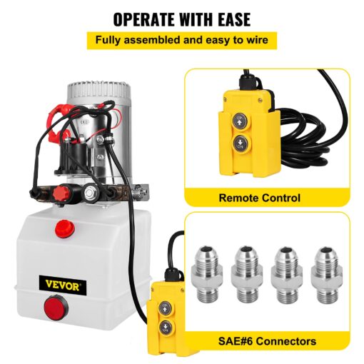 Vevor Hydraulic Pump 3 Quart Hydraulic Power Unit Double Acting Hydraulic Pump for Dump Trailer Car Lifting 12V DC Plastic Oil Reservoir (Plastic, Double Acting) : Industrial & Scientific - Image 7