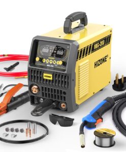 HIZONE 200A MIG Welder, 8 in 1 Aluminum/Copper/Gas MIG/Gasless Flux Core MIG/Stick/Lift TIG/Spot Welding/Spool Gun Compatible Welding Machine, Large LED Display, 120V/240V Multi Process Welder