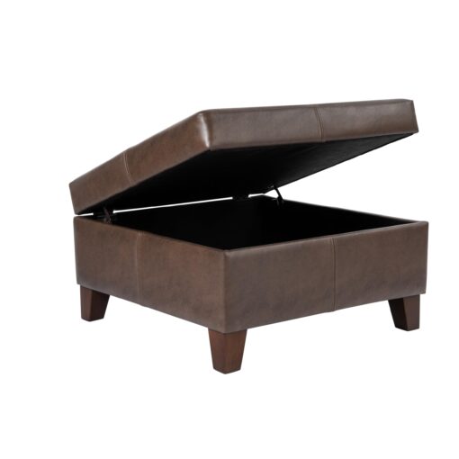 HomePop Home Decor |K2380-E910 | Luxury Large Faux Leather Square Storage Ottoman | Ottoman with Storage for Living Room & Bedroom, Brown Faux Leather - Image 8